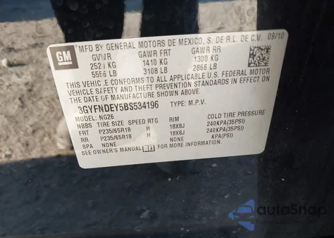 2011 Cadillac Srx Luxury Collection z USA, uszkodzony, nr VIN 3GYFNDEY5BS534196